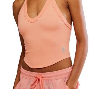 FP Movement by Free People Coral Ribbed V-Neck Crop Tank